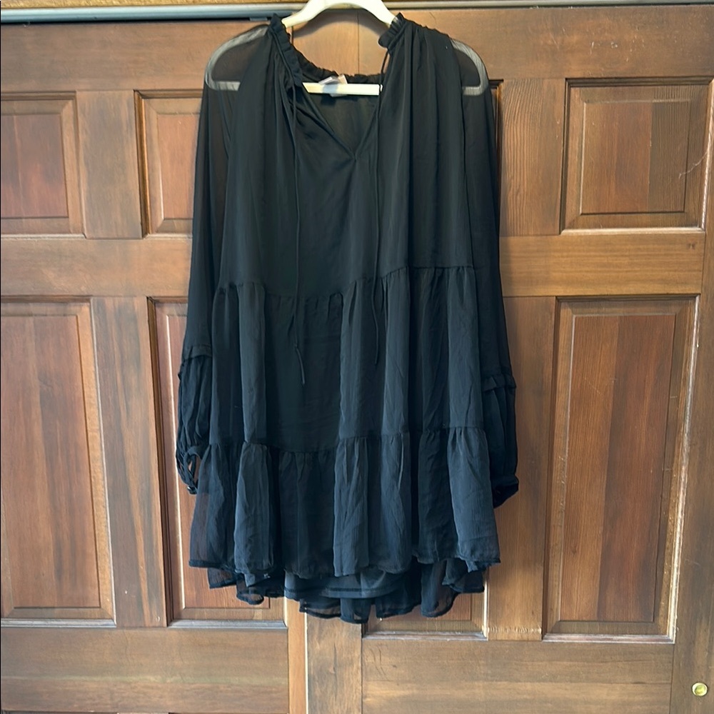 H&M Black Tiered Tunic Midi Dress